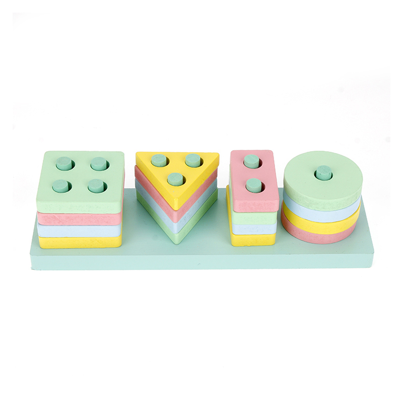 Toy Wholesale China Children Preschool Educational Sorting Ring Blocks Wooden Shape Sorter Puzzle Cheap Toys