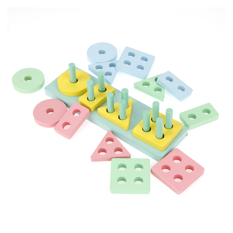 Toy Wholesale China Children Preschool Educational Sorting Ring Blocks Wooden Shape Sorter Puzzle Cheap Toys