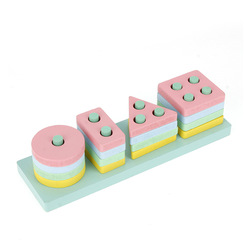 Toy Wholesale China Children Preschool Educational Sorting Ring Blocks Wooden Shape Sorter Puzzle Cheap Toys