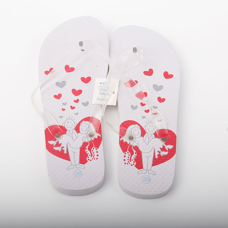 D-Transparent Plastic Strip With Newcomer Pattern Pe Flip-flops