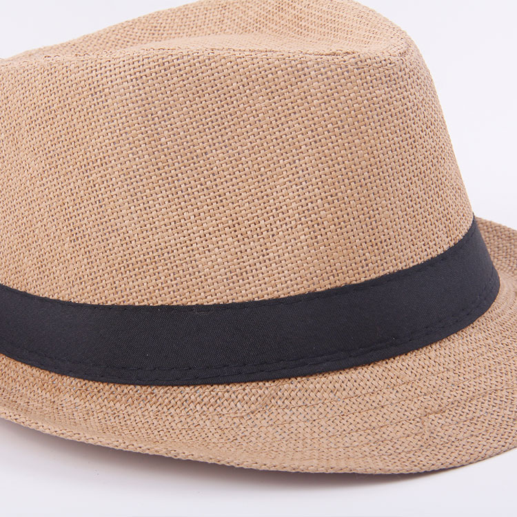 D-Surrounding Webbing And Lining Bowler Hat Shaped Woven Paper Straw Woven Hat Sun Hat