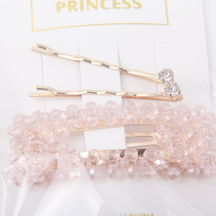 P-2PC Diamante Clip + 1PC Square Diamante Hair Clip