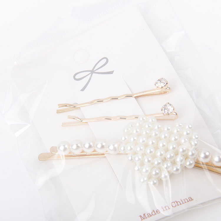 P-2PC Diamante Clip + 1PC Pearl Hair Clip 7