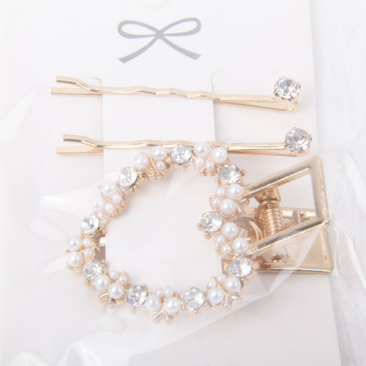 P-2PC Diamante Clip + 1PC Pearl Hair Clip 8