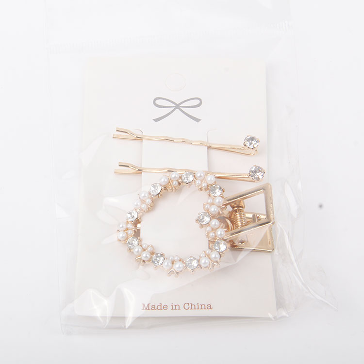 P-2PC Diamante Clip + 1PC Pearl Hair Clip 8