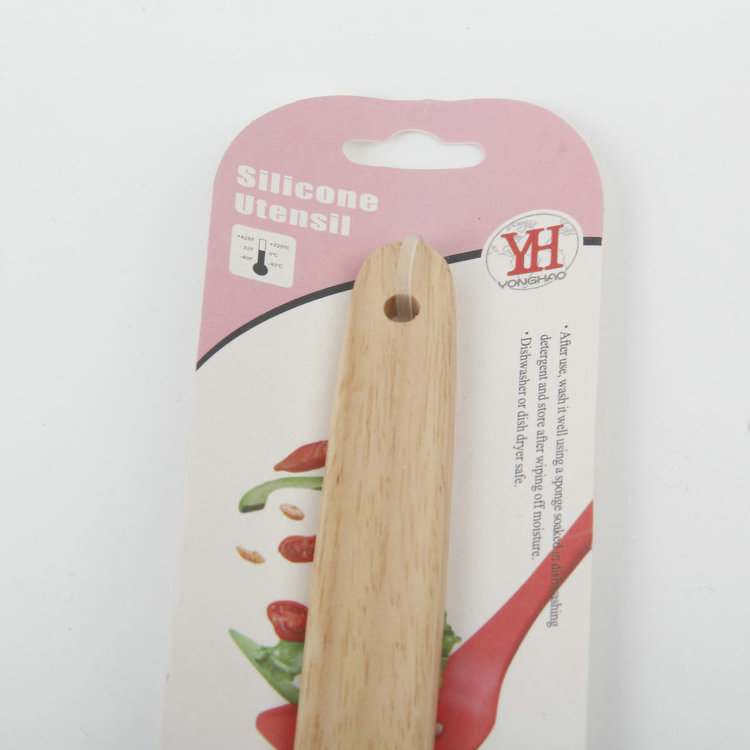 A-Silicone Spoon with Hole for Hanging Wooden Handle