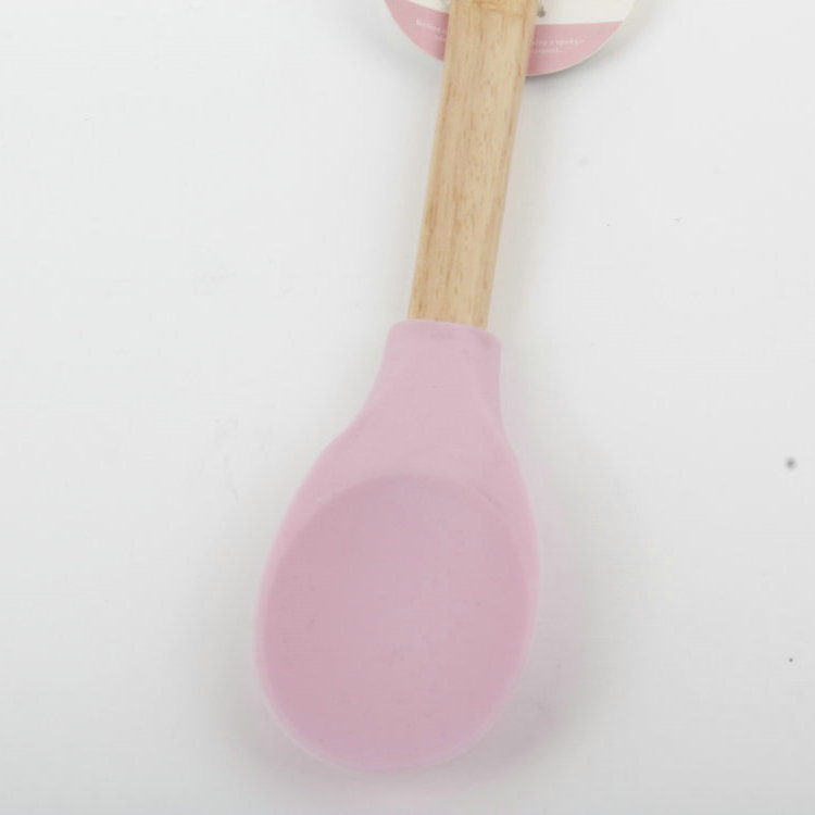 A-Silicone Spoon with Hole for Hanging Wooden Handle