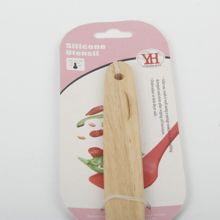 A-Silicone Spoon with Hole for Hanging Wooden Handle 1