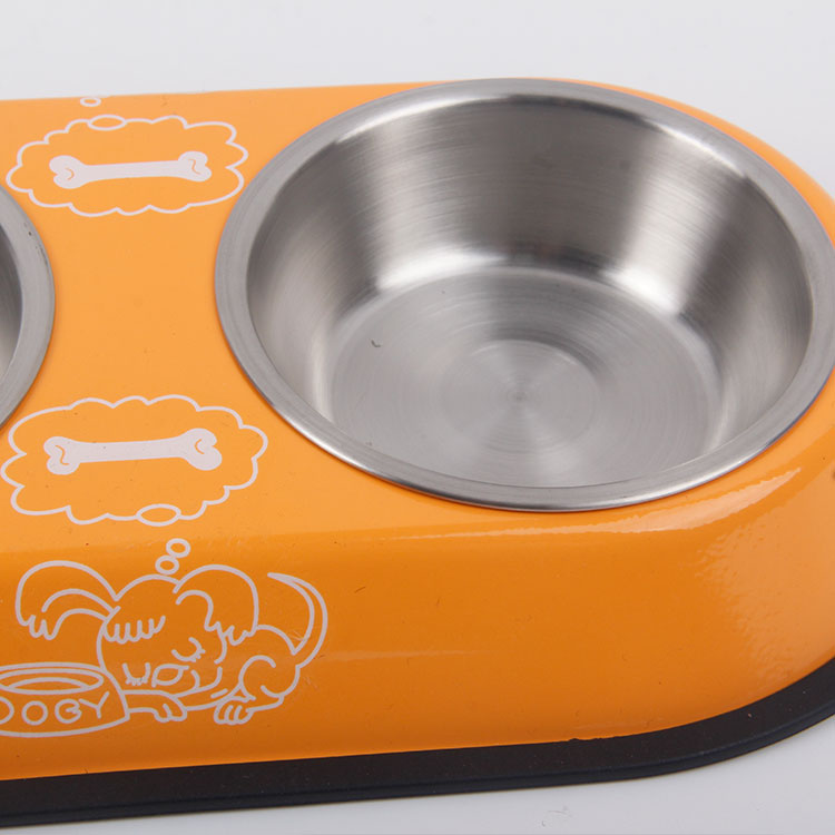 S-Stainless Steel Rounded Double Compartment Pet Bowl