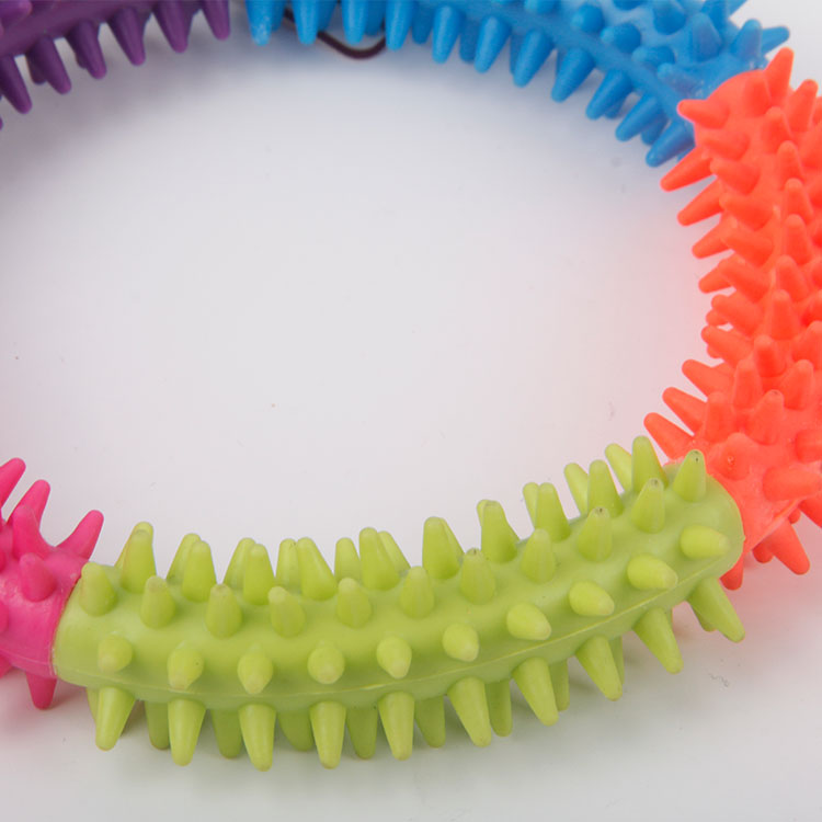 S-Round 5-Coloured Spiny Ring TPR Pet Chew Toy