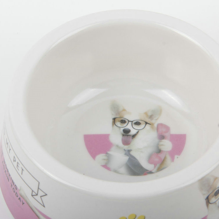 S-Single Port Pet Pattern Bottom Non-slip Round Melamine Pet Bowl Pet Bowl