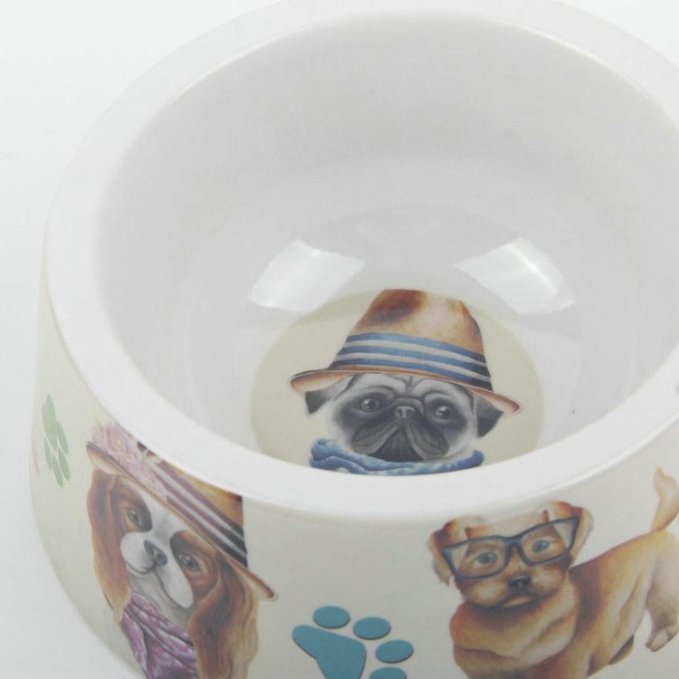 S-Single Port Pet Pattern Bottom Non-slip Round Melamine Pet Bowl Pet Bowl 1