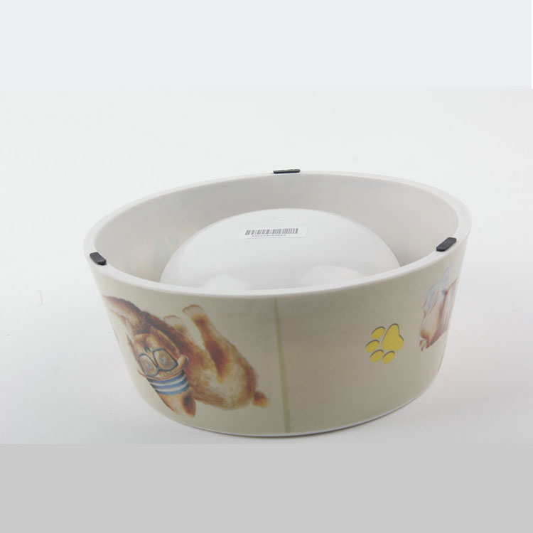 S-Single Port Pet Pattern Bottom Non-slip Round Melamine Pet Bowl Pet Bowl 1