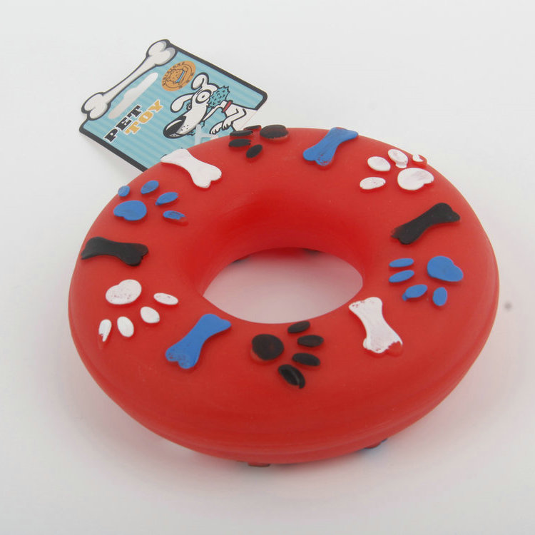 S-Three-Dimensional Bone Footprint, Tire-shaped Belt, Vocal Vinyl Pet Toy