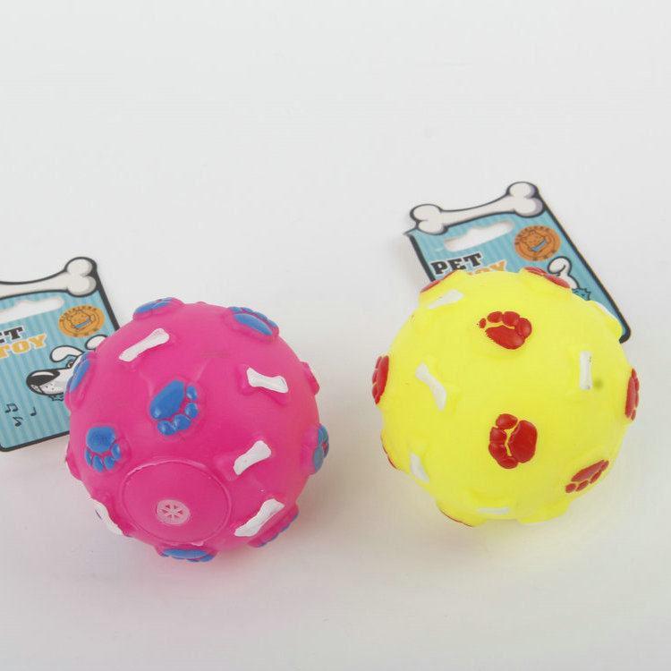 S-Footprint+Bone With Sound Round Ball Pet Toy