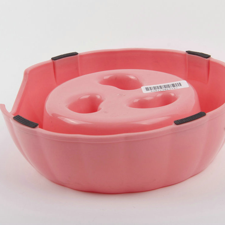 S-Round Shaped Middle Raised Plastic Slow Food Bowl Pet Bowl