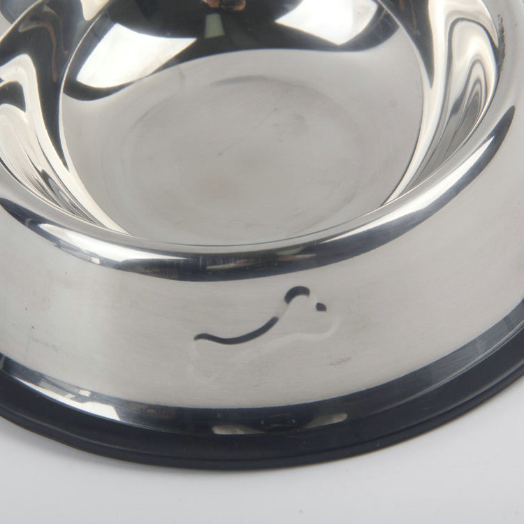 S-16cm Round Bottom With Silicone Bone Stainless Steel Pet Basin