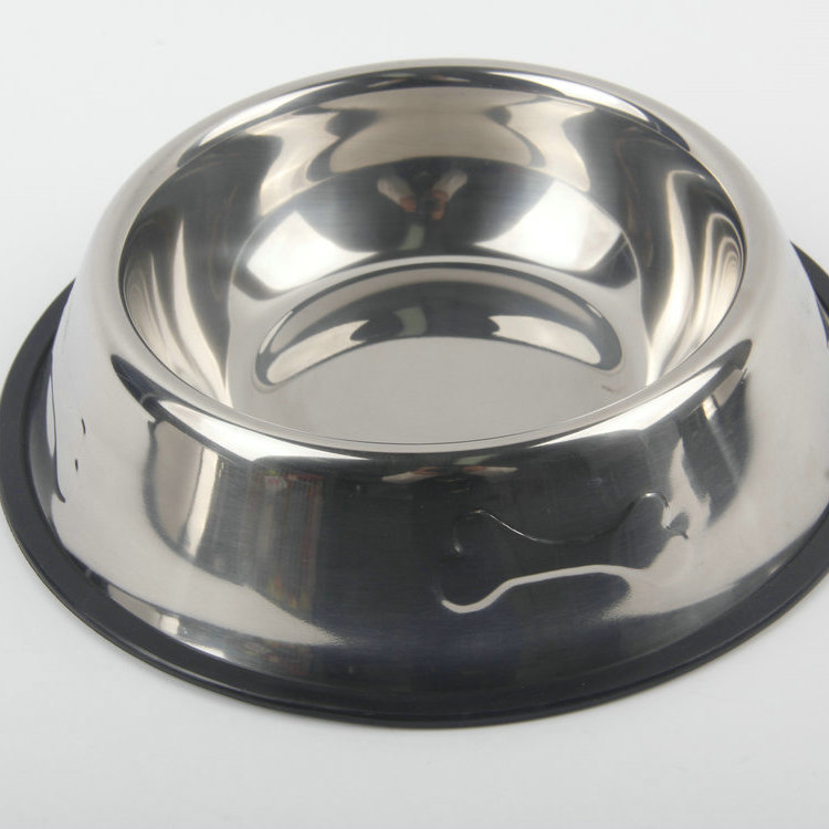 S-22cm Round Bottom With Silicone Bone Stainless Steel Pet Basin