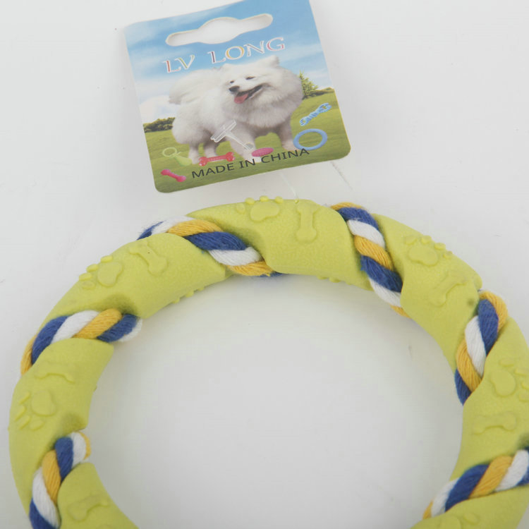 S-Cotton Rope Winding Circle With Paw Print TPR Pet Toy