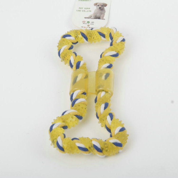 S-Bone-Shaped Vinyl Cotton Rope Winding Pet Toy