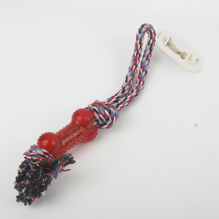 S-Color Braided Plastic Bone Pet Cotton Rope Toy