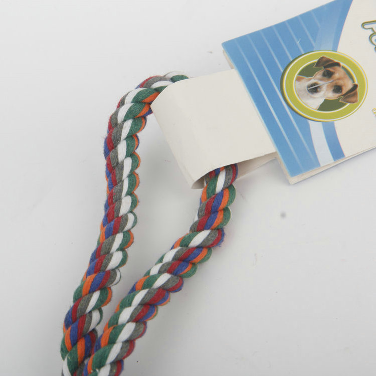 S-Two-Color Cotton Rope With Carrying Loop Single Knot Cotton Rope Ball Pet Toy