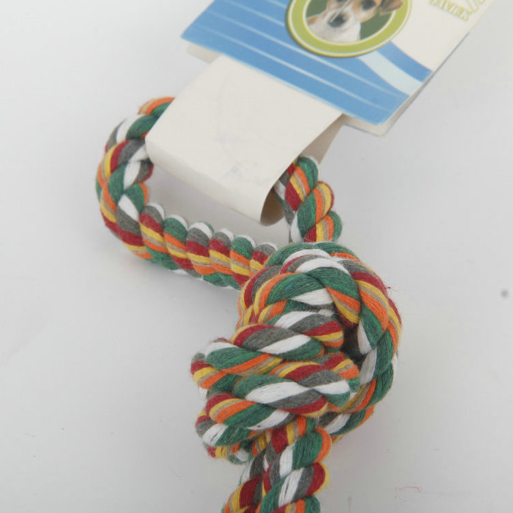 S-Colorful Woven Cotton Rope Toy With Tennis Pet