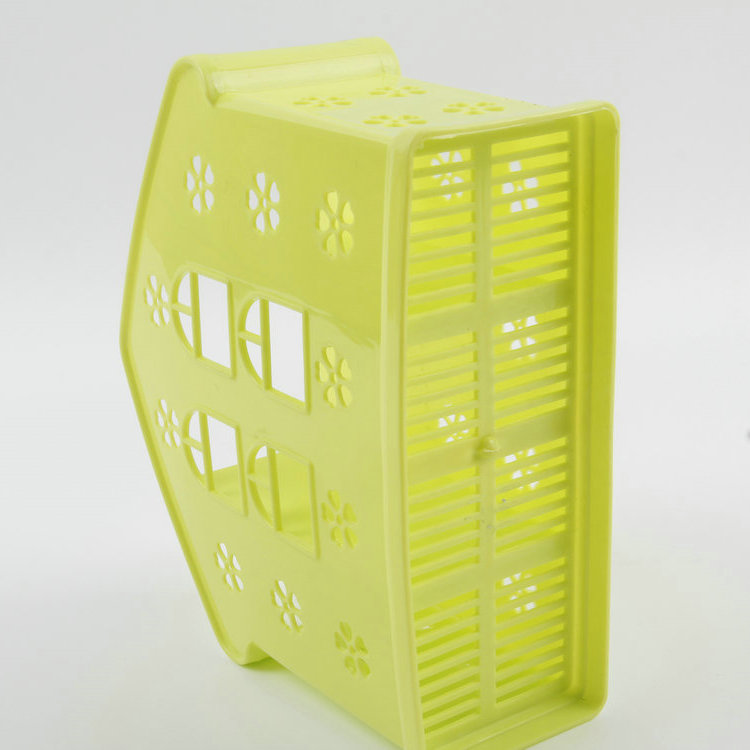 A-House-Shaped Three-Grid Plastic Chopstick Cage With Long Holes At The Bottom