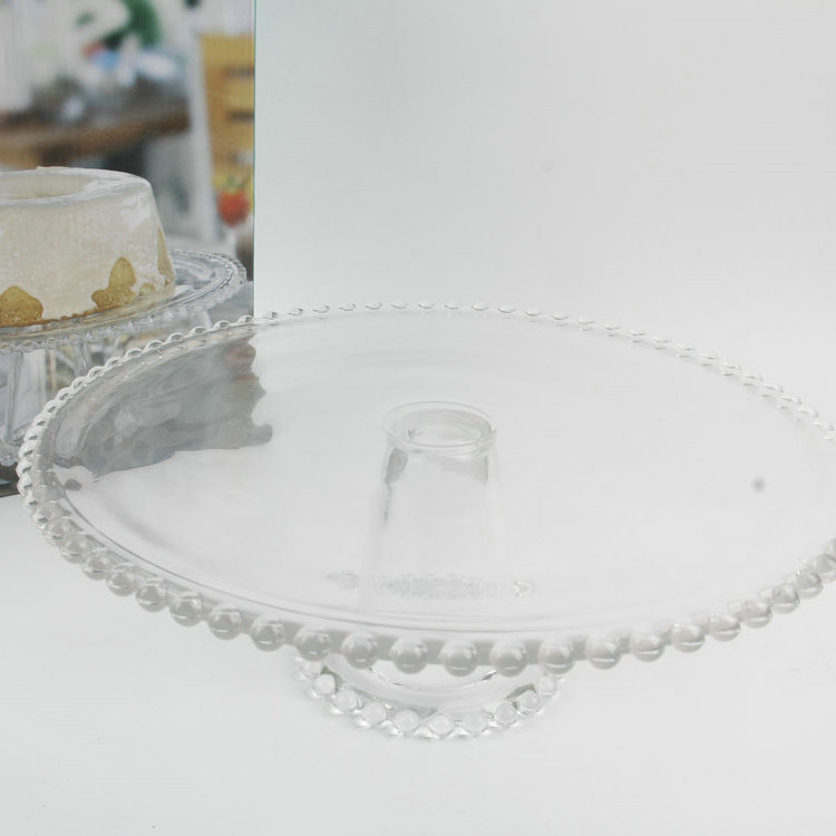 A-Lace Dot Round Transparent Glass Cake Pancake Stand