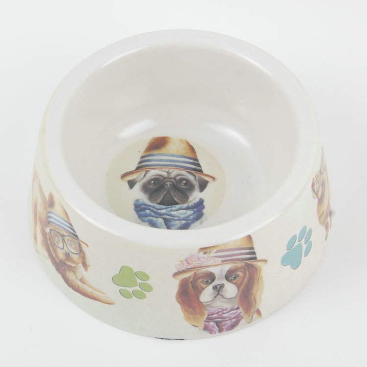 S-Single Port Pet Pattern Bottom Non-slip Round Melamine Pet Bowl Pet Bowl 2