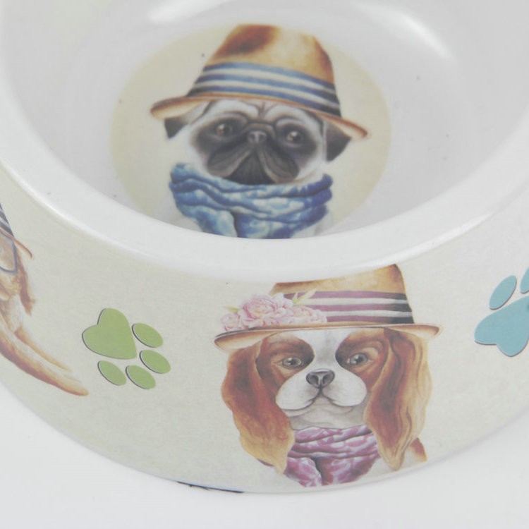 S-Single Port Pet Pattern Bottom Non-slip Round Melamine Pet Bowl Pet Bowl 2