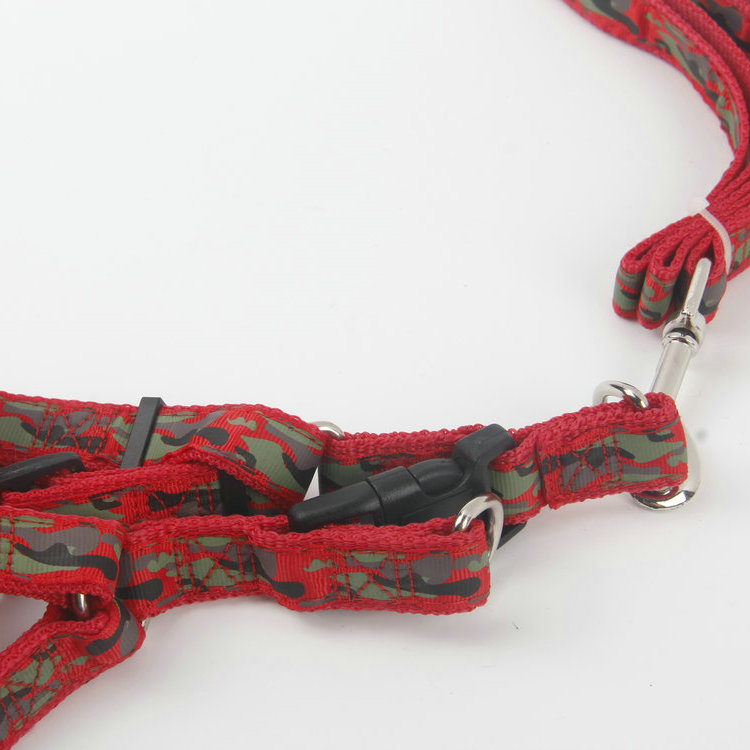 S-With Metal Buckle 2.00 Patch Camouflage Pattern Drawstring + Chest Back PP Flat Rope Pet Leash