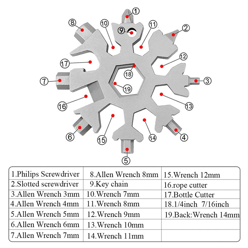 Snowflake Snow Wrench Tool Spanner Hex Wrench