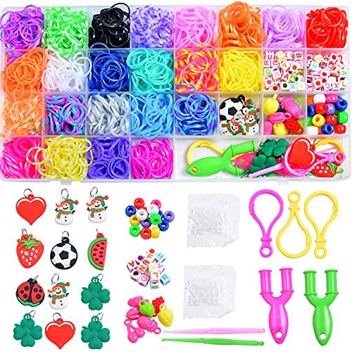 Hot Sales 1800 Pcs Rubber Bands Bracelet Kit 32 Colors Loom Bands Clips Beads Diy Set