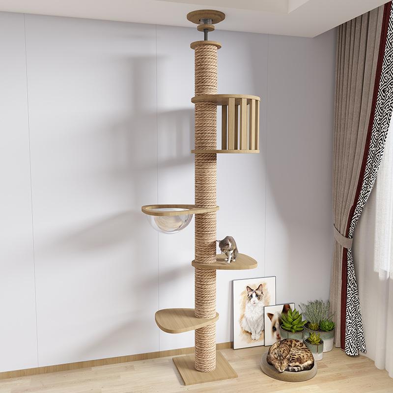 Modern Cat Ceiling Tree Tower Large Cats Condo Tree Play Furniture Scratcher Cat Climbing Frame Tree