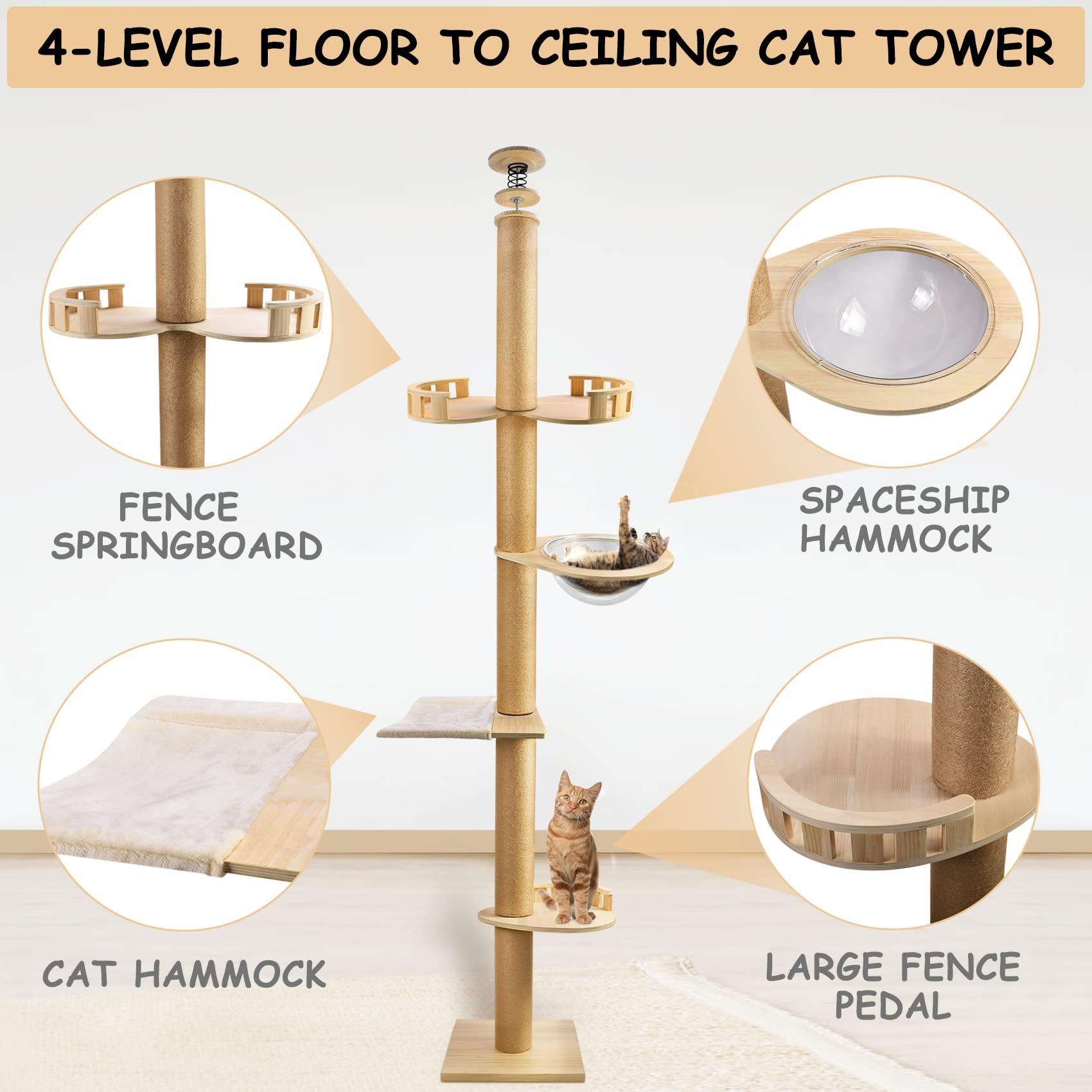 Petdom Large Cats Condo Trees Play Furniture Scratcher Modern Cat Ceiling Tree Tower Multi-Layer Cat Climbing Frame Tree