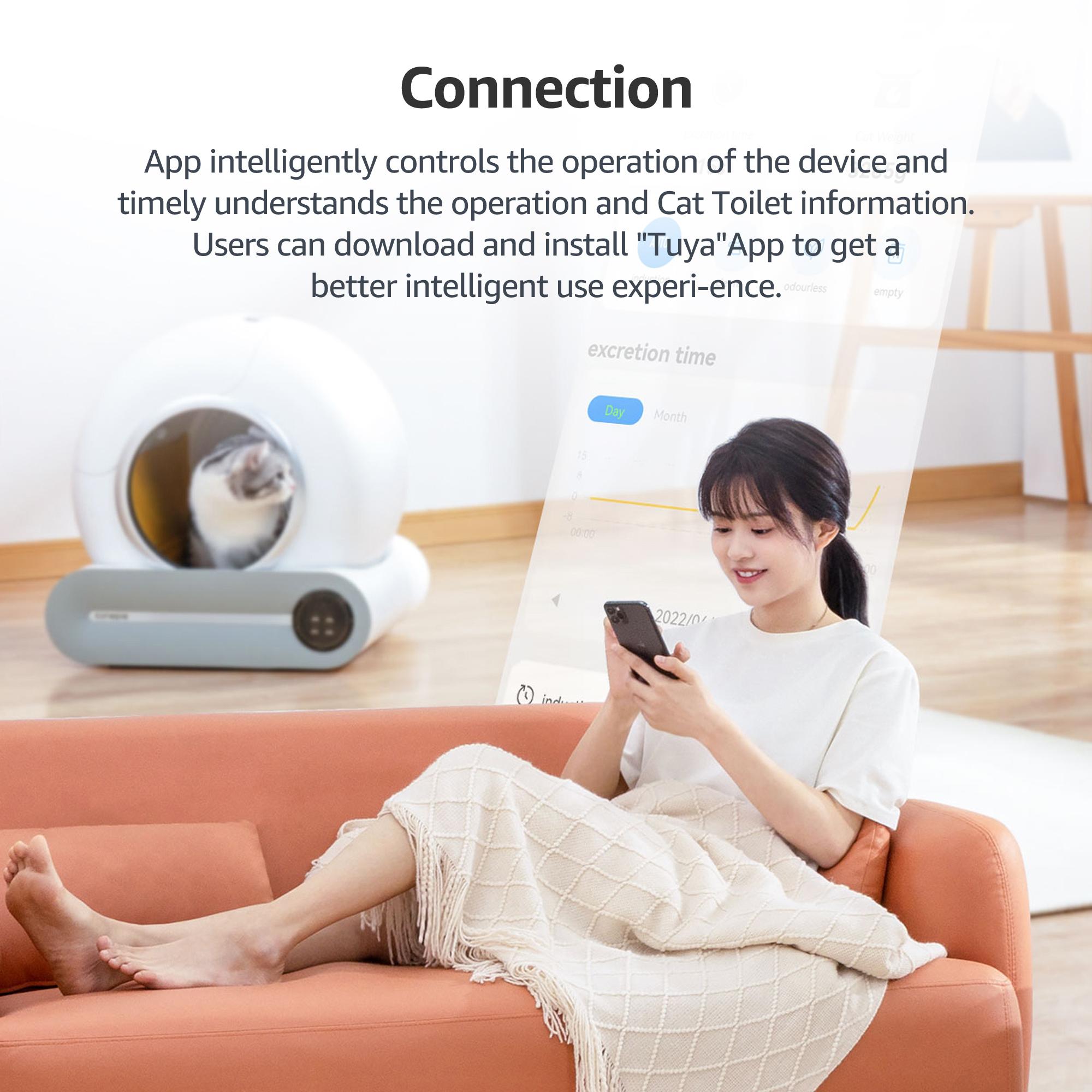 Smart Self-Cleaning Cat Litter Box Automatic Cat Litter Cleaning Robot with 9L Large Capacity APP Control for Multiple Cat