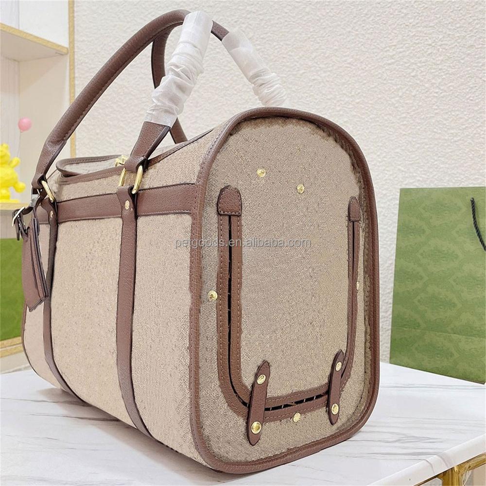 Dropshipping luxury brand pet dog carrier bag designer puppy travel bag fashion leather cat handbag pet bag wholesale NB-168