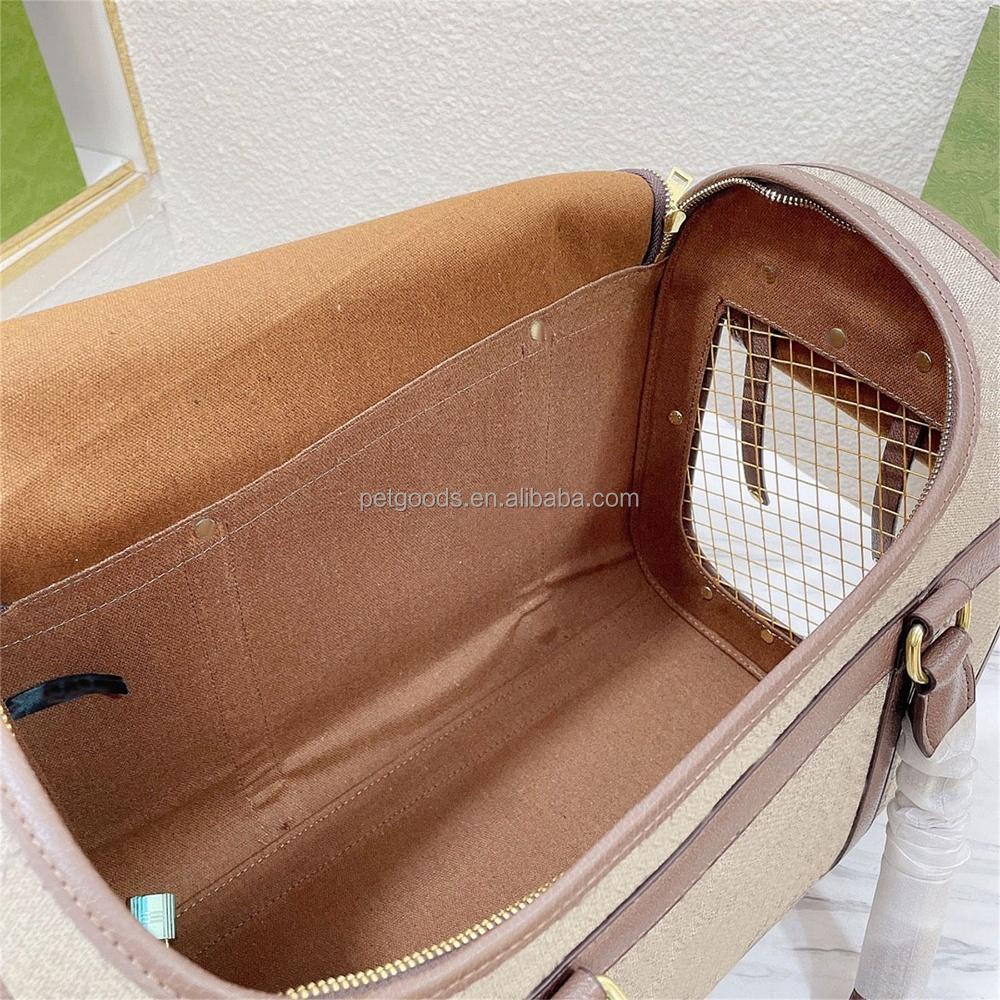 Dropshipping luxury brand pet dog carrier bag designer puppy travel bag fashion leather cat handbag pet bag wholesale NB-168