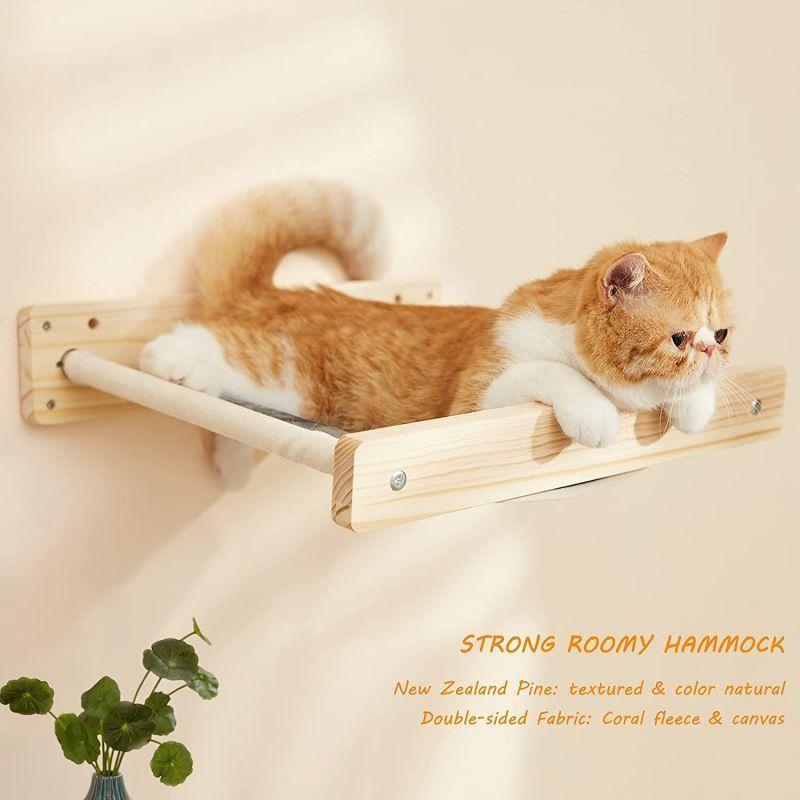 Cat Wall Shelf Mounted Wooden Cat Tree Furniture Include Scratcher Bridge Cando & Platform for Cat Climbing Exercise Play CNLF