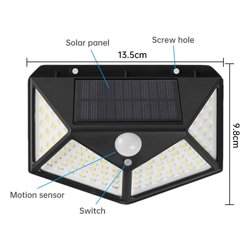 High Quality Cheap Price Outdoor Solar Powered Garden Lamp 100 LED Waterproof Motion Sensor Solar Wall Garden Lights