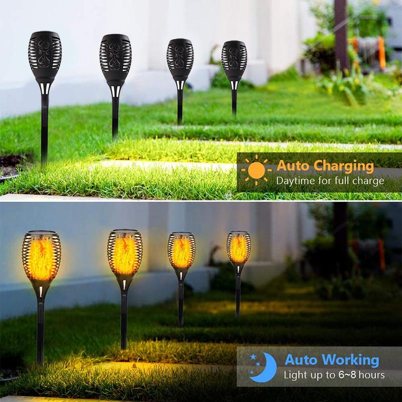 Solar Flame Touch Yard Lawn Decoration Lamp Light Pathway Ground Landscape Waterproof LED Torch Solar Garden Light Outdoor