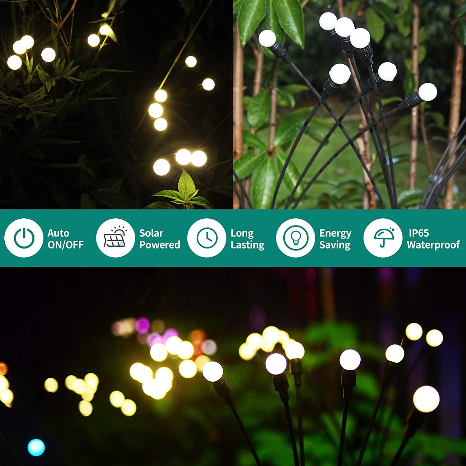 Outdoor Solar Pathway Light IP65 Waterproof Firework 6/8/10 heads led Solar Garden Lamp Powered Starburst Swaying Firefly Light